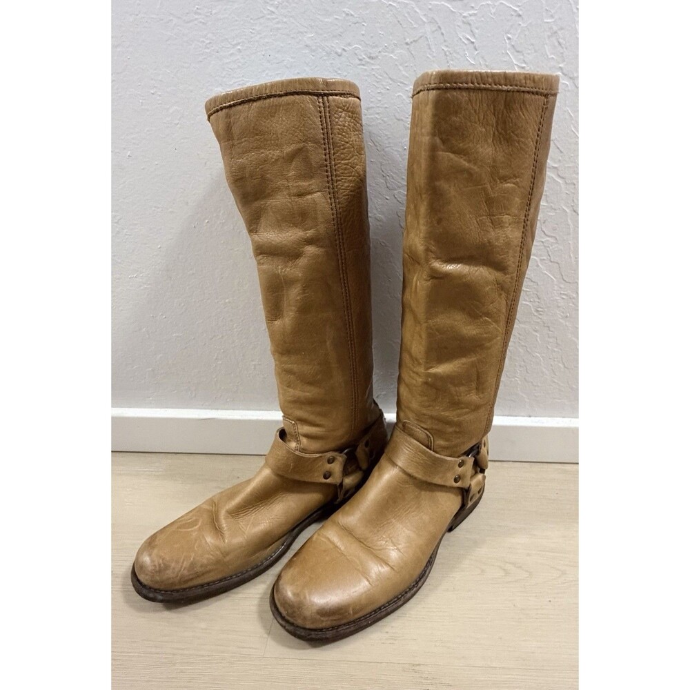 FRYE 76850 PHILLIP HARNESS Tall Back Zip Leather Motorcycle Riding Boots Sz 7 - Picture 4 of 8